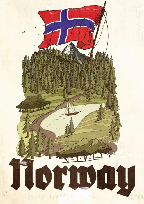 Nicholas: Cartel de viaje vintage Noruega
