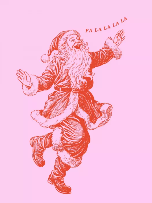 Ohkimiko: Père Noël dansant et chantant, rose-rouge
