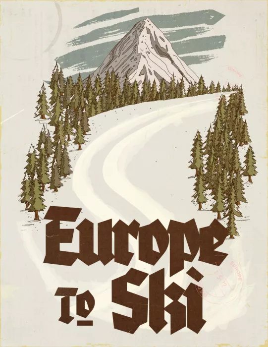 Nicholas: Europa para esquiar Postal de viaje vintage