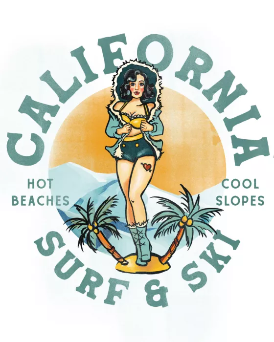 Ginger, Whiskey The: California Surf & Ski Pin Up Art
