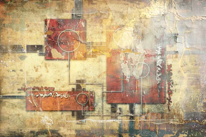 Kulik, Rafal: Abstract Art Composition With Gold Textures 1