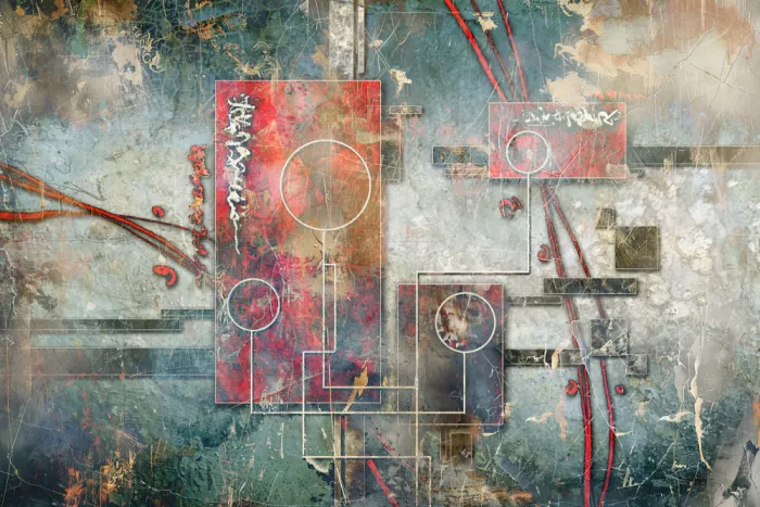 Kulik, Rafal: Composition abstraite avec textures dorées 2