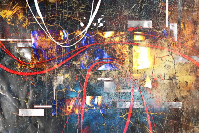 Kulik, Rafal: Composition abstraite avec textures or 9