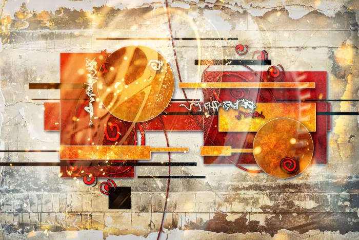 Kulik, Rafal: Composition abstraite aux textures dorées 55