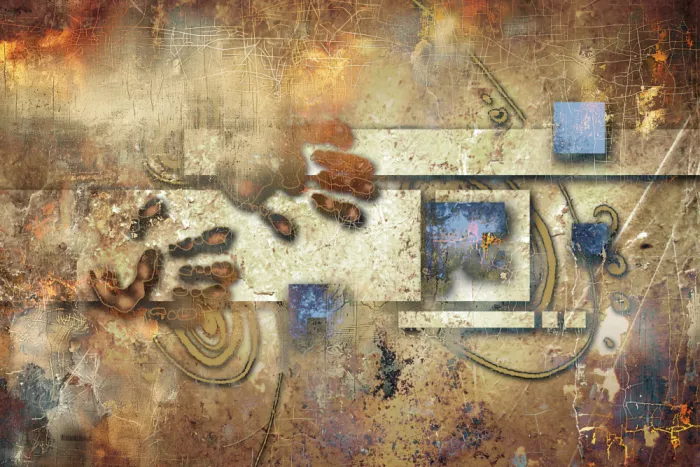 Kulik, Rafal: Composition abstraite avec textures dorées 70
