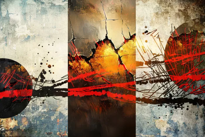 Kulik, Rafal: Composition abstraite avec textures dorées 90
