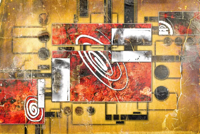 Kulik, Rafal: Abstract Grunge Art With Spirals and Geometric Shapes 46