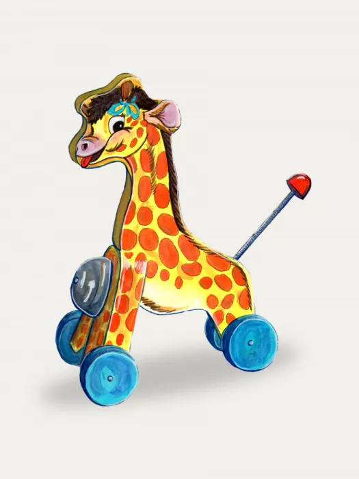 Cottagecore, Machan Renee: Wooden Giraffe Retro Toy By Renee Machan