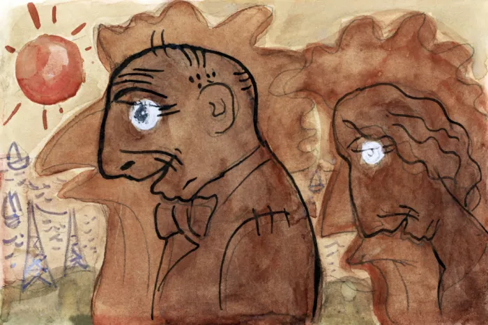 Gestel, Leo: Karikatura Lea Gestela a jeho manželky (ca. 1891–1941) od Lea Gestela