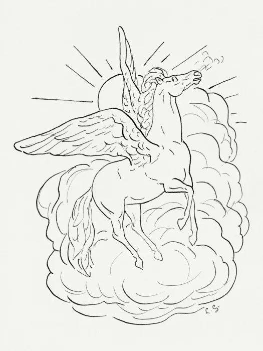 Gestel, Leo: Pegasus fliegt vor einer Wolke (1891–1941)