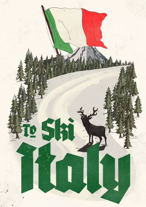 Nicholas: Andare a sciare in Italia Cartolina vintage