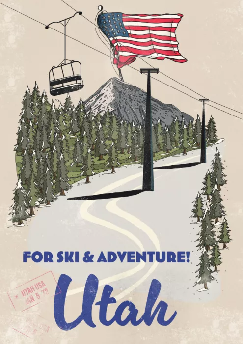 Nicholas: Postal vintage Utah Ski & Adventure