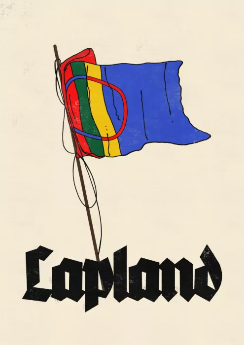 Nicholas: Postal vintage con bandera Sámi de Laponia
