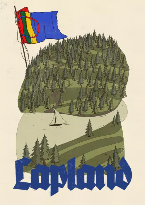 Nicholas: Cartolina vintage della bandiera Sámi della Lapponia