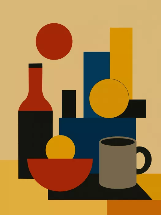 Dean, Little: Geometric Still Life with Bottle 02