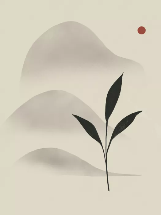 Dean, Little: Minimalistische Landschaft mit Blatt