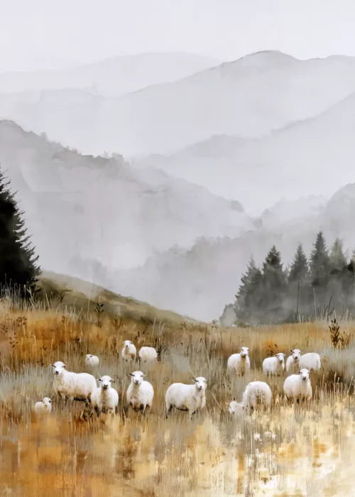 Jaszke, Justyna: Sheep grazing painting