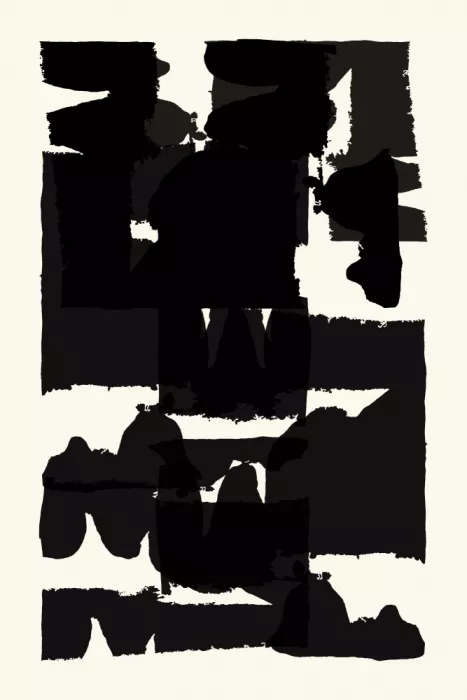 cartissi: Estampa de Arte Expresionista Abstracto en Blanco y Negro 1