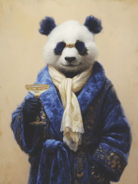 Magnusson, Andreas: Panda In Blue Velvet Robe