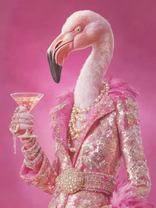 Magnusson, Andreas: Flamingo im Disco-Jumpsuit