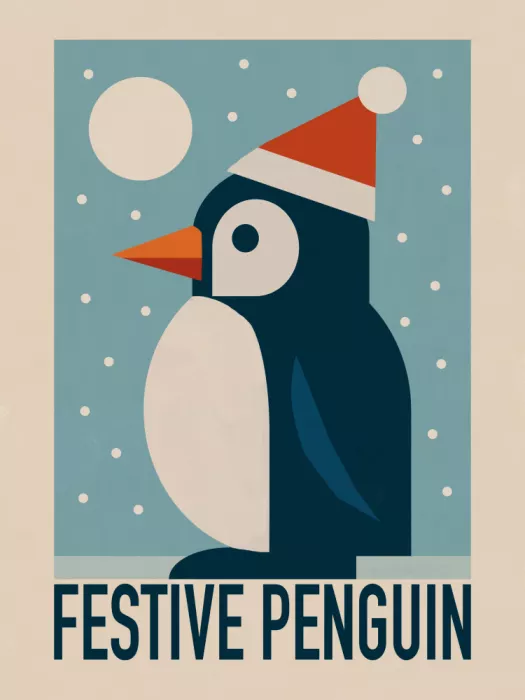 Dean, Little: Festive Penguin in Winter Scene