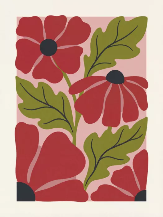 Magnusson, Andreas: Stylized Red Flowers No 1