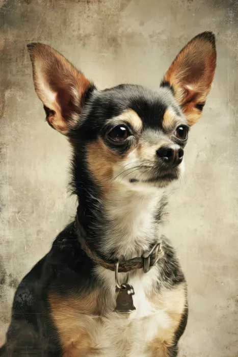 Kulik, Rafal: Chihuahua-Porträt mit strukturiertem Vintage-Hintergrund 5