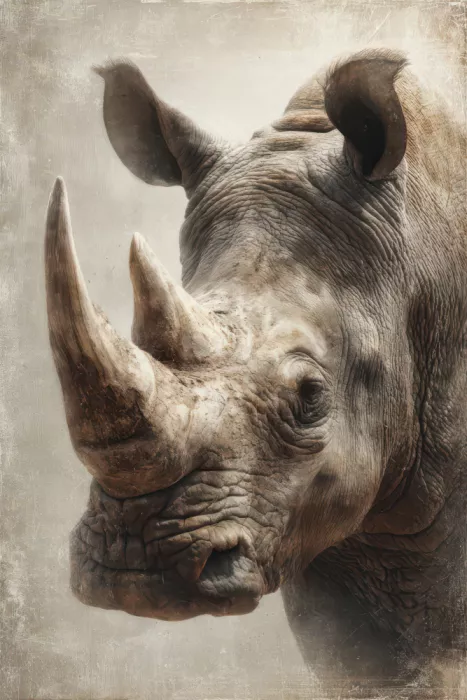 Kulik, Rafal: Rhinocéros à peau texturée et grande corne 1