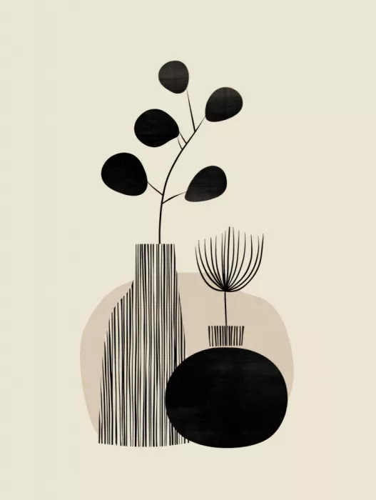 Imaginative: Abstract Botanicals – Neutral Minimalist Plant Art I