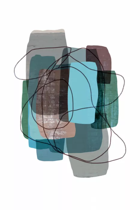 cartissi: Formas abstractas azul verdoso y carbón Impresión de arte 1