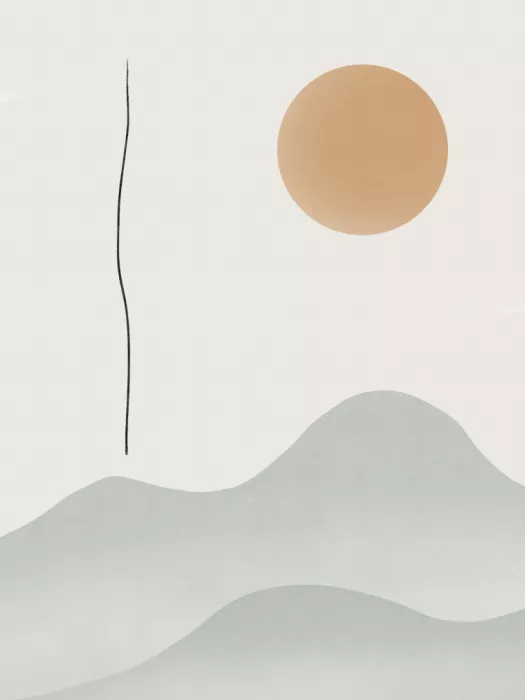 Dean, Little: Minimalistische Sonne und Berg Zen-Kunst