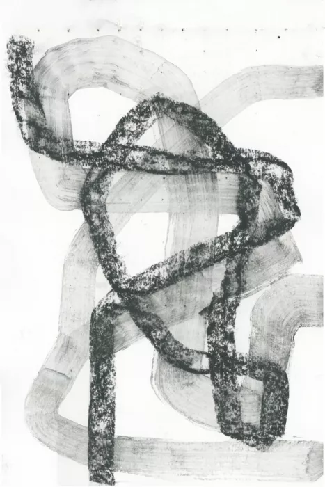 cartissi: Silencio Entrelazado - Estampa de Arte Abstracto con Textura de Carbón