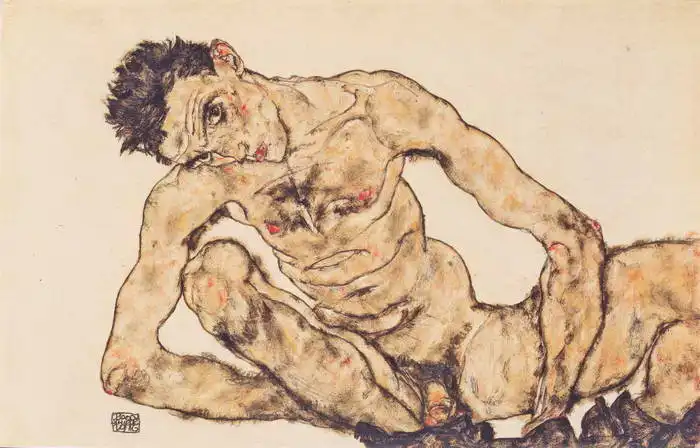 Schiele, Egon: Autoportrét - akt