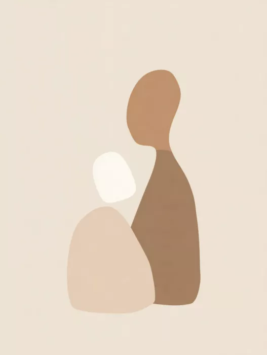Imaginative: Together – Minimal Abstract Shapes Art in Neutral Colors