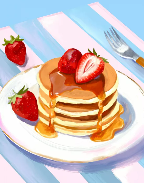 George, Josie: Pancake sweets dessert oil painting