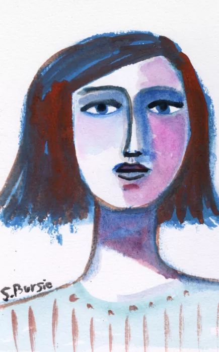 Bursic, Sharyn: Portrait, woman red red.