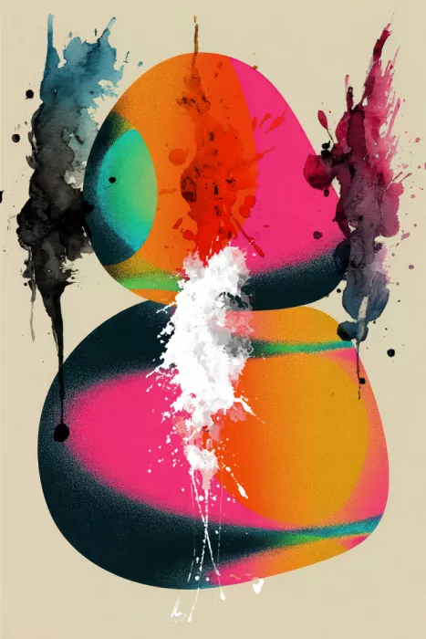 Kulik, Rafal: Art abstrait vibrant avec des couleurs audacieuses et des éclaboussures de peinture dynamiques