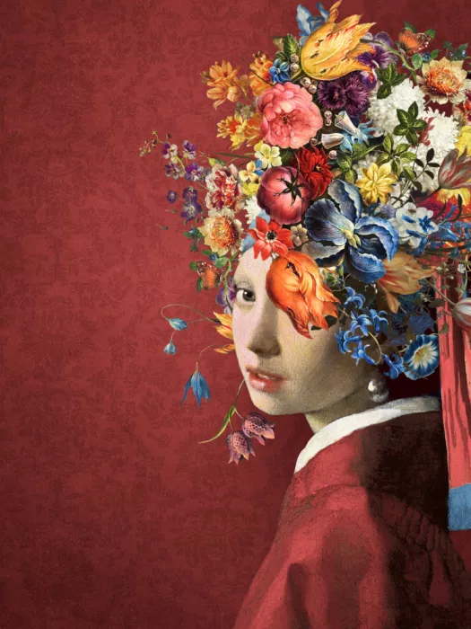 den, van Marja: Girl With Pearl - the Flowers On Red Edition