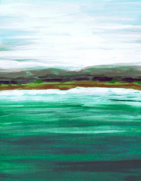 Folz, Ann Lori: Paesaggio Marina Acqua Azzurra Teal Brillante