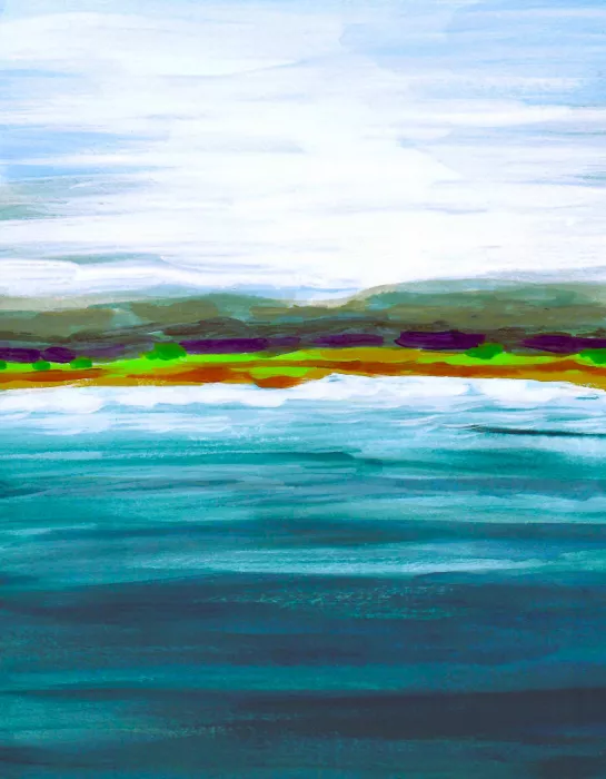 Folz, Ann Lori: Paesaggio Marina in Blu Brillante e Turchese