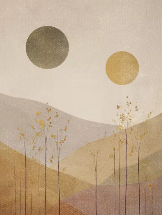 Imaginative: Layers of mountains in autumn