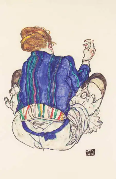 Schiele, Egon: Sedící žena zezadu