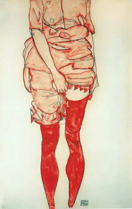 Schiele, Egon: Stojící žena v červeném