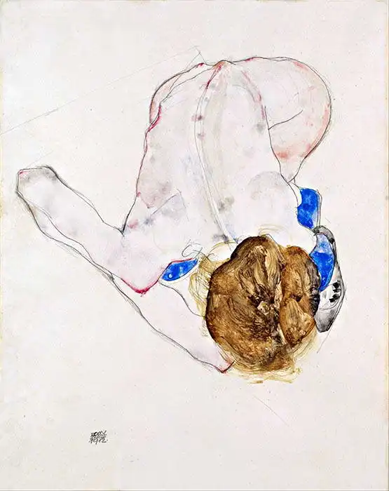 Schiele, Egon: Akt s modrými punčochami