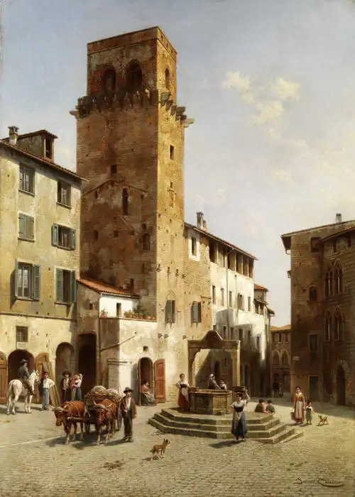 Carabain, Jacques François: Náměství v San Gimignano