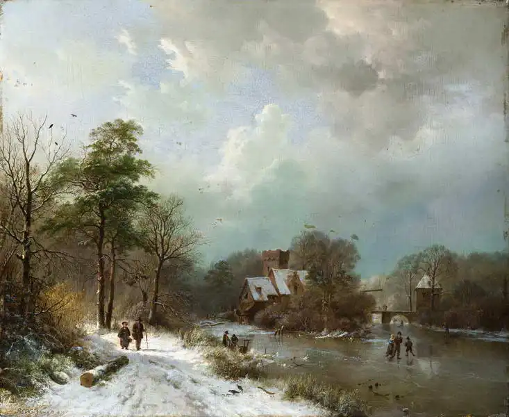 Koekkoek, Barend Cornelis: Zimní krajina, Holandsko