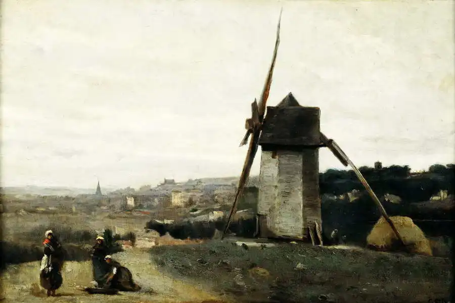 Corot, J. B. Camille: Větrný mlýn, Etretat