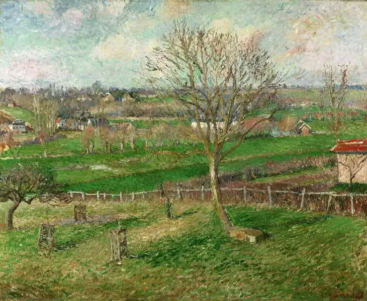 Pissarro, Camille: Pole a vlašský ořech v zimě, Eragny