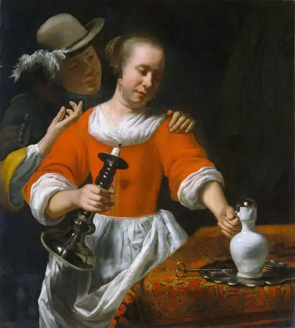 Bisschop, Cornelis: Mladá žena a nápadník