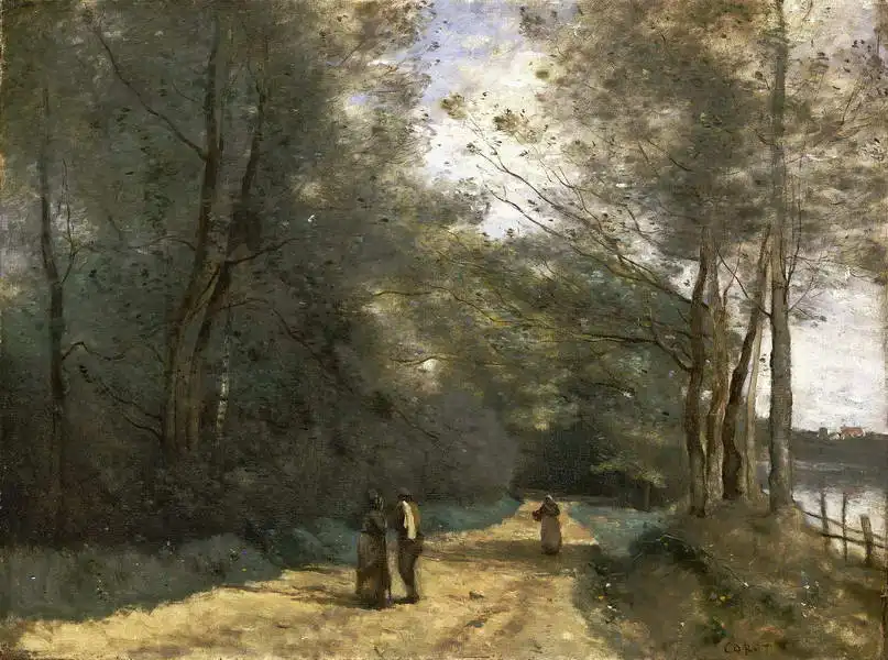 Corot, J. B. Camille: Zalesněná cesta nedaleko Ville Avray